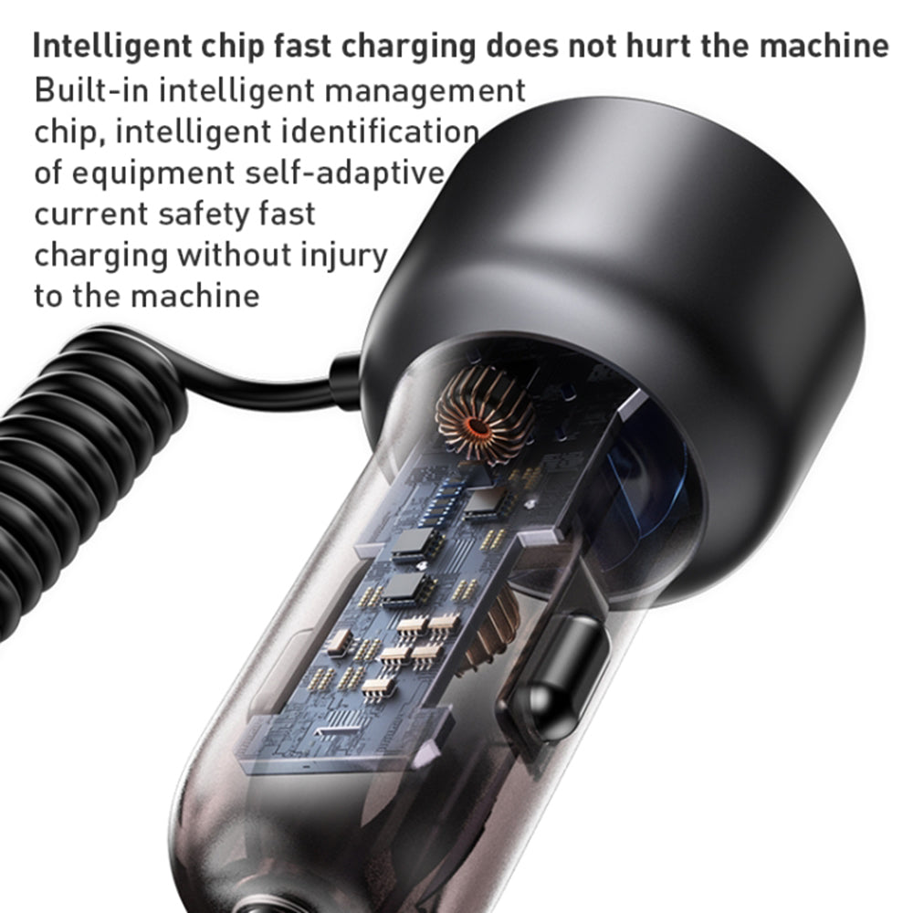 Auto punjač s USB-C / Lightning kabelom Yesido Y58 Display, 60W, 3A, 1 x USB-A - 1 x USB-C, Sivi