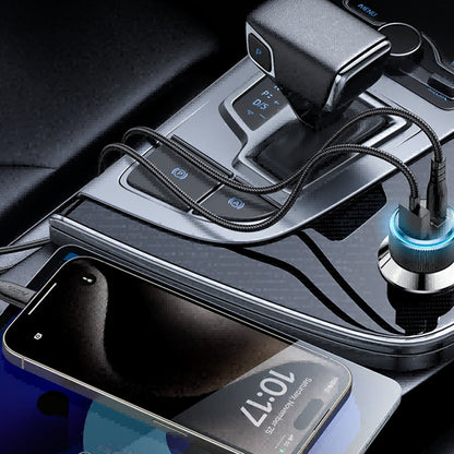 Auto punjač s Lightning kabelom Yesido Y60, 38W, 3A, 1 x USB-A - 2 x USB-C, Crni