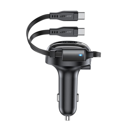 Auto punjač s USB-C kabelom Acefast B13, 53W, 3A, 1 x USB-A, Crni