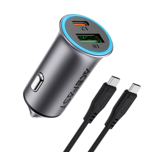 Auto punjač s USB-C kabelom Acefast B16, 95W, 3.25A, 1 x USB-A - 1 x USB-C, Sivi
