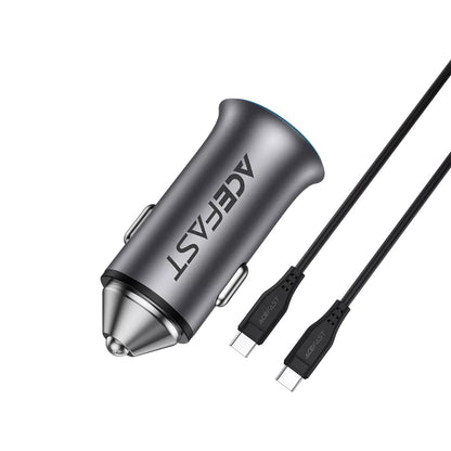 Auto punjač s USB-C kabelom Acefast B16, 95W, 3.25A, 1 x USB-A - 1 x USB-C, Sivi
