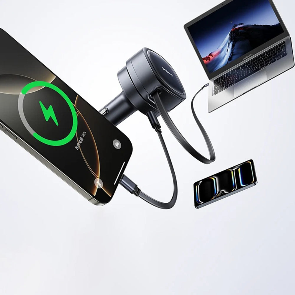 Auto punjač s USB-C kabelom Baseus PrimeTrip VR1, 60W, 3A, 1 x USB-A - 1 x USB-C, Crni C00069001121-00