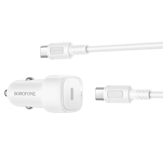 Auto punjač s USB-C kabelom Borofone BZ34A Cloud, 20W, 3A, 1 x USB-C, Bijeli