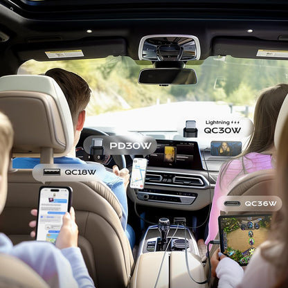 Auto punjač s USB-C / Lightning kabelom Lisen Display, 96W, 3A, 1 x USB-A - 1 x USB-C, Crni YL0224080017