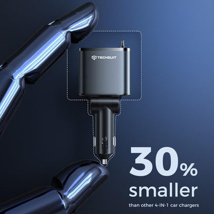 Auto punjač s USB-C / Lightning kabelom Techsuit C1 NanoVoltX, 69W, 3A, 1 x USB-A - 1 x USB-C, Sivi