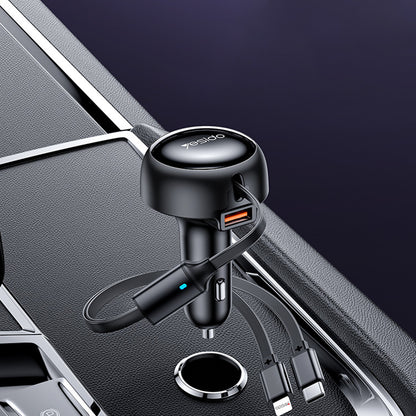 Auto punjač s USB-C / Lightning kabelom Yesido Y61, 53W, 3A, 1 x USB-A, Crni