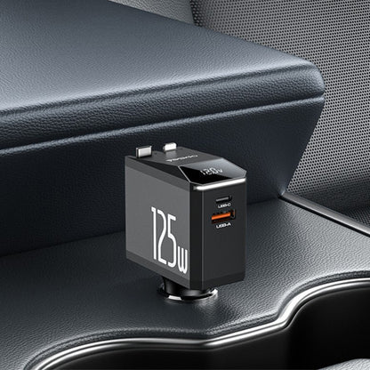 Auto punjač s USB-C / Lightning kabelom Yesido Y71 Display, 125W, 3A, 1 x USB-A - 1 x USB-C, Crni