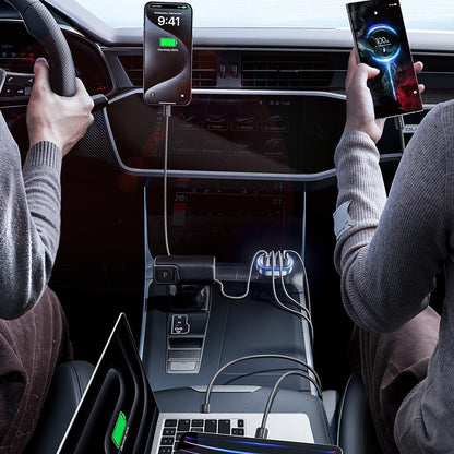 Auto punjač s USB-C kabelom Lisen, 101W, 3.25A, 1 x USB-A - 3 x USB-C, Crni YL0223120021