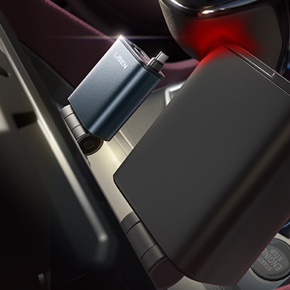 Auto punjač s USB-C kabelom Lisen, 57W, 3A, 1 x USB-A - 1 x USB-C, Crni YL0325010016