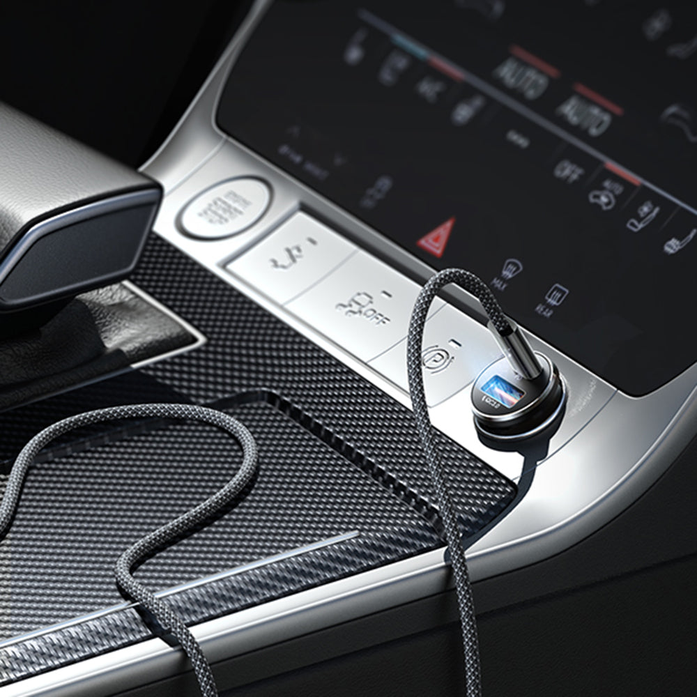 Auto punjač s USB-C kabelom Lisen, 83W, 3.25A, 1 x USB-A - 1 x USB-C, Srebrni YL0223110003