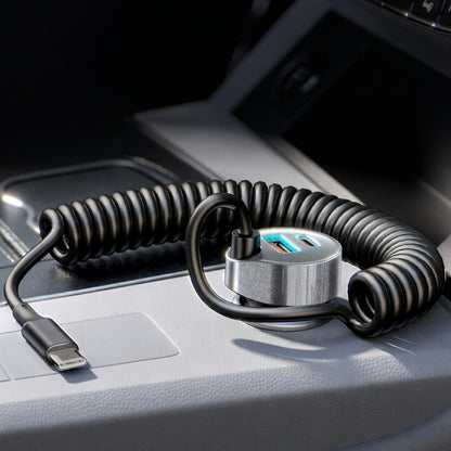 Auto punjač s USB-C kabelom Lisen, 90W, 3A, 1 x USB-A - 1 x USB-C, Crni YL0223120020