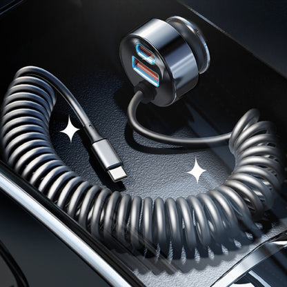 Auto punjač s USB-C kabelom Lisen, 90W, 3A, 1 x USB-A - 1 x USB-C, Crni YL0223120020