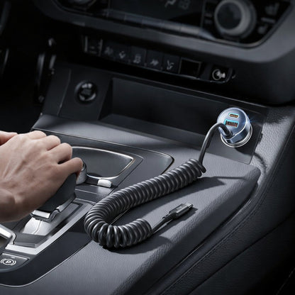 Auto punjač s USB-C kabelom Lisen, 90W, 3A, 1 x USB-A - 1 x USB-C, Crni YL0223120020