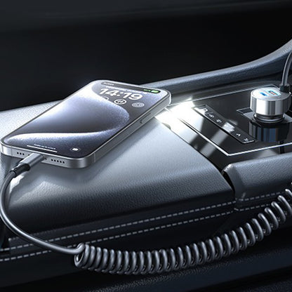 Auto punjač s USB-C kabelom Lisen, 90W, 3A, 1 x USB-A - 1 x USB-C, Crni YL0223120020