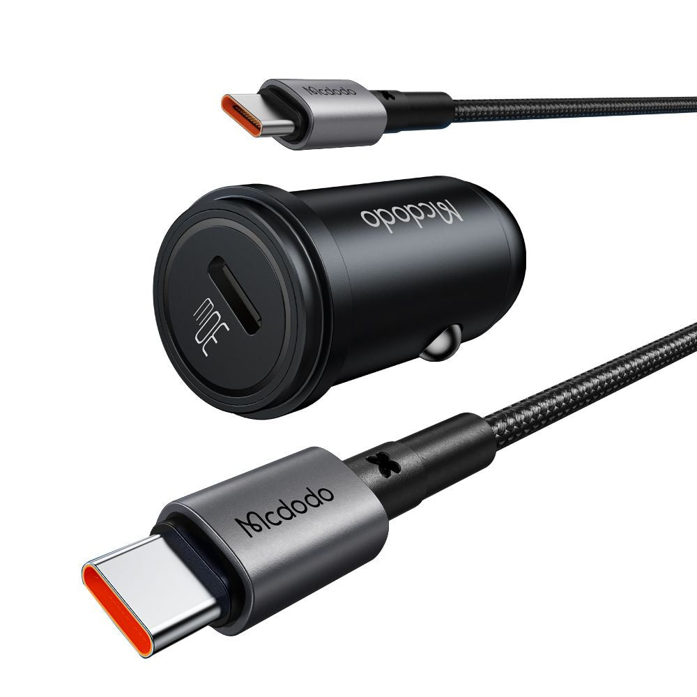 Auto punjač s USB-C kabelom McDodo CC-7493 Obsidian, 30W, 3A, 1 x USB-C, Crni