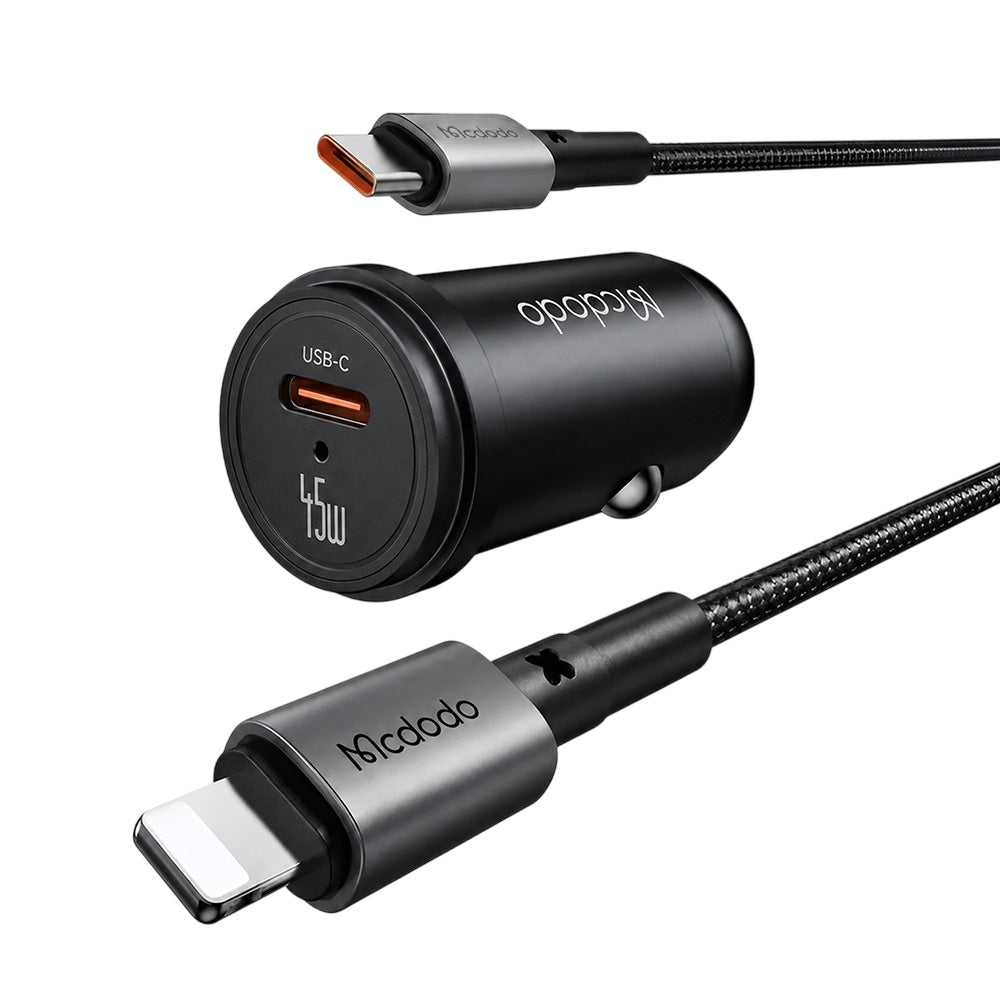 Auto punjač s USB-C kabelom Mcdodo CC-7495, 45W, 3A, 1 x USB-C, Crni