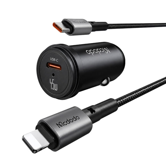 Auto punjač s USB-C kabelom Mcdodo CC-7495, 45W, 3A, 1 x USB-C, Crni