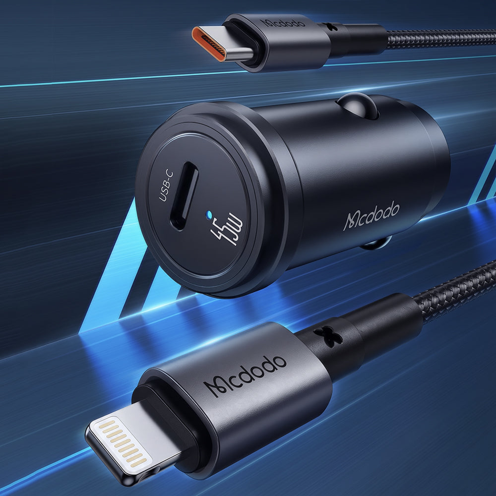 Auto punjač s USB-C kabelom Mcdodo CC-7495, 45W, 3A, 1 x USB-C, Crni
