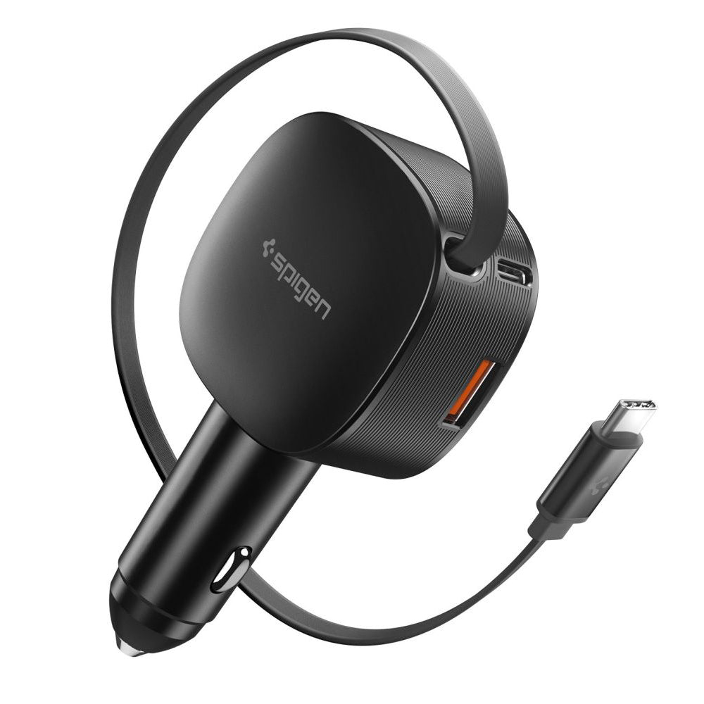 Auto punjač s USB-C kabelom Spigen EV603BT Essential, 60W, 3A, 1 x USB-A - 1 x USB-C, Crni ACP10515