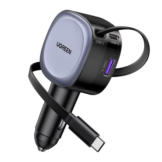 Auto punjač s USB-C kabelom UGREEN EC601, 75W, 3A, 1 x USB-A - 1 x USB-C, Sivi