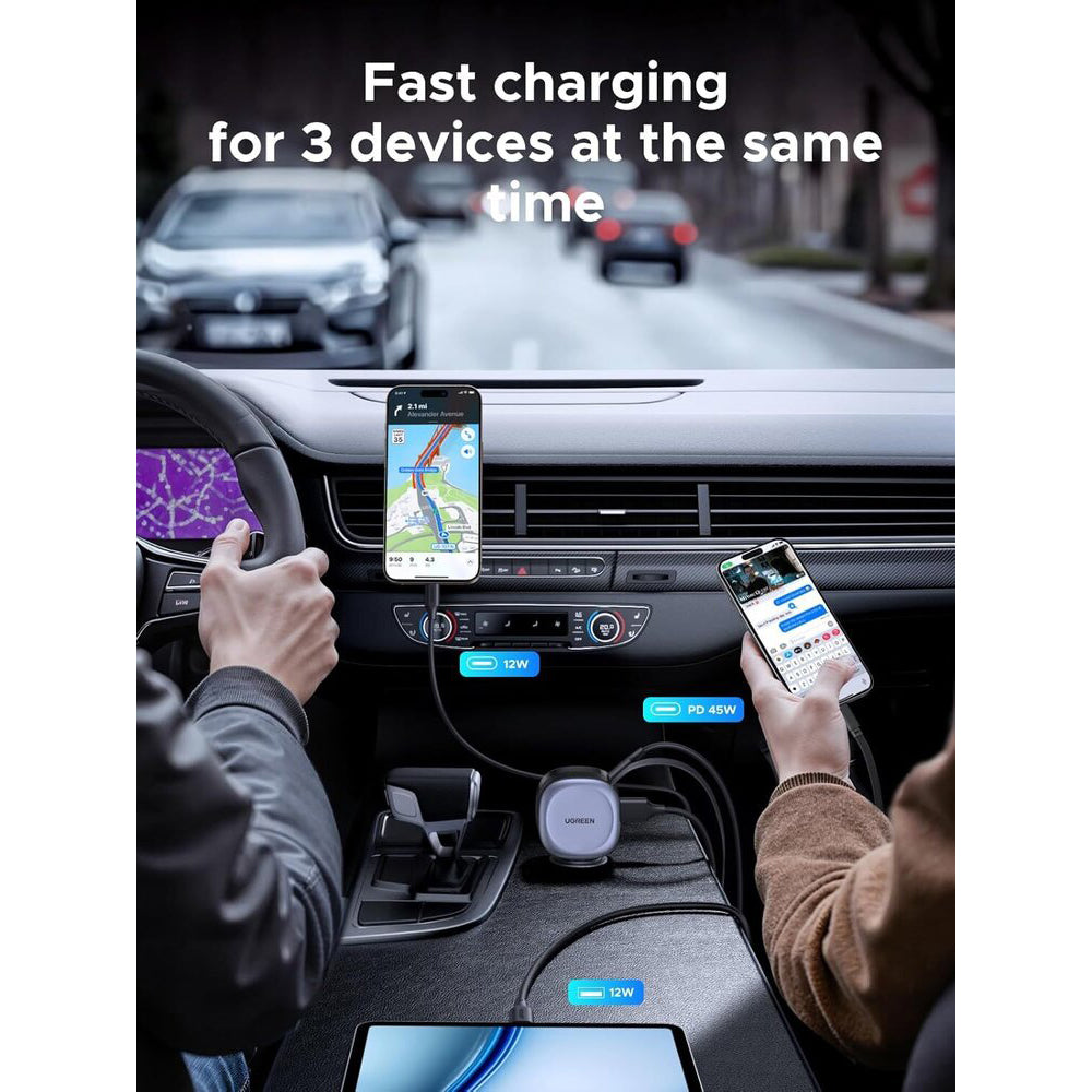 Auto punjač s USB-C kabelom UGREEN EC601, 75W, 3A, 1 x USB-A - 1 x USB-C, Sivi