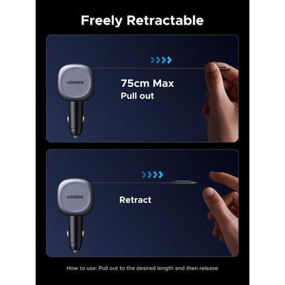 Auto punjač s USB-C kabelom UGREEN EC601, 75W, 3A, 1 x USB-A - 1 x USB-C, Sivi