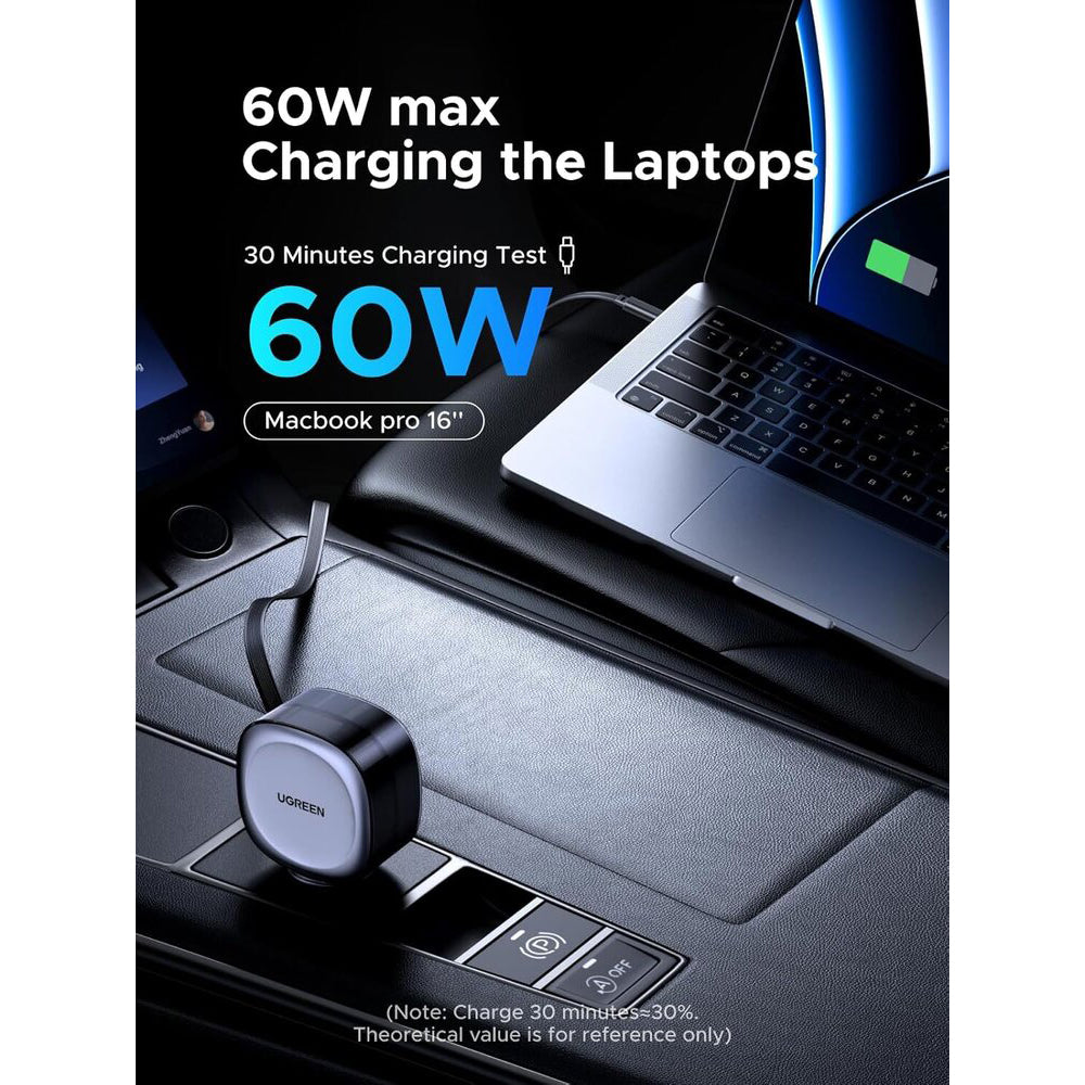 Auto punjač s USB-C kabelom UGREEN EC601, 75W, 3A, 1 x USB-A - 1 x USB-C, Sivi