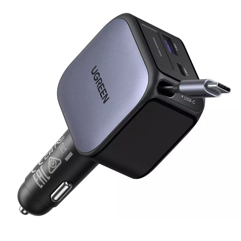 Auto punjač s USB-C kabelom UGREEN EC603, 90W, 3A, 1 x USB-A - 1 x USB-C, Sivi