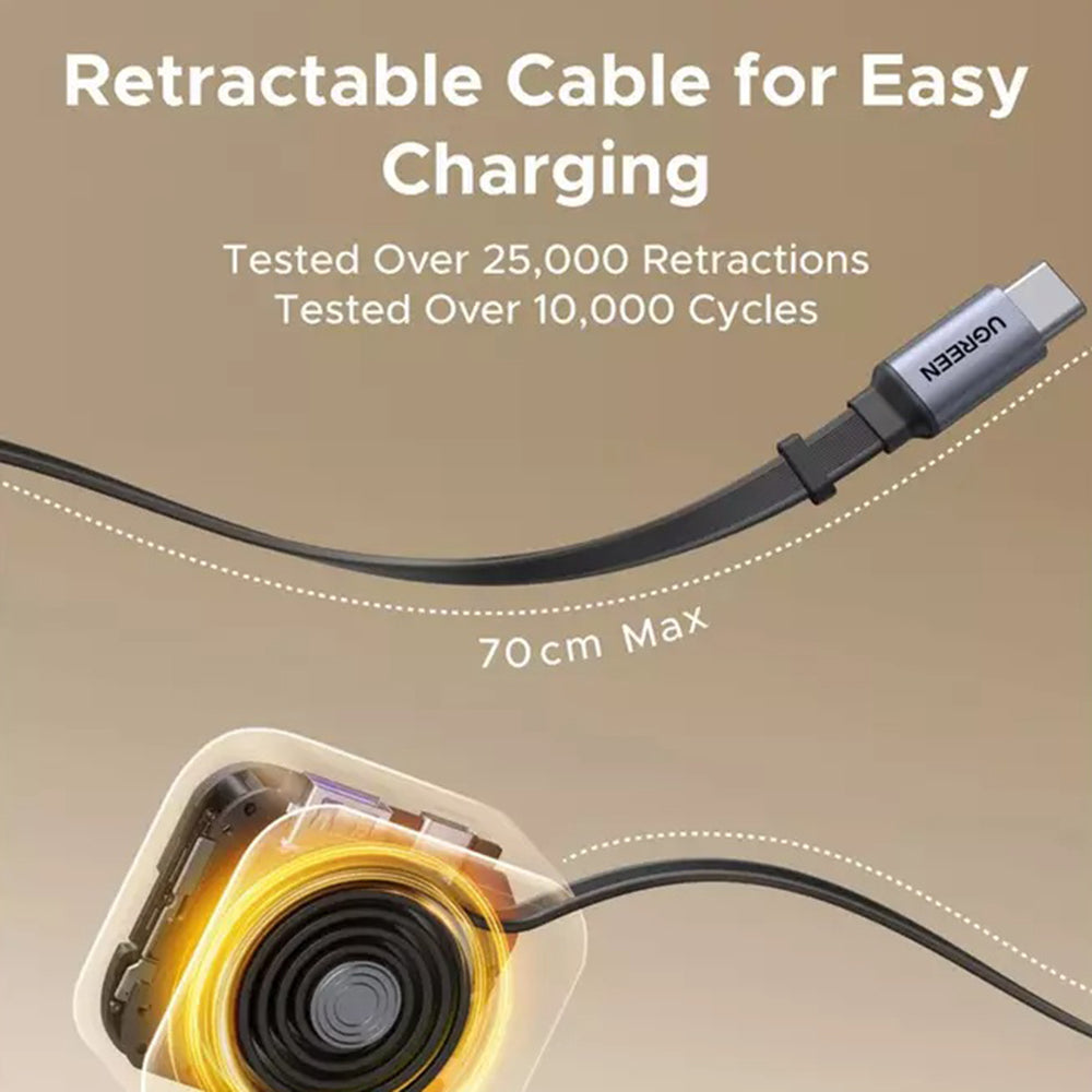 Auto punjač s USB-C kabelom UGREEN EC603, 90W, 3A, 1 x USB-A - 1 x USB-C, Sivi