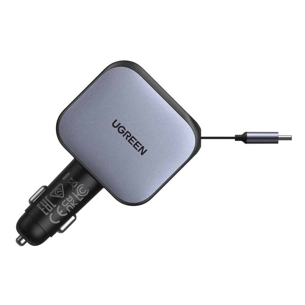 Auto punjač s USB-C kabelom UGREEN EC604 (55910B) Nexode, 145W, 1 x USB-A - 2 x USB-C, Crni