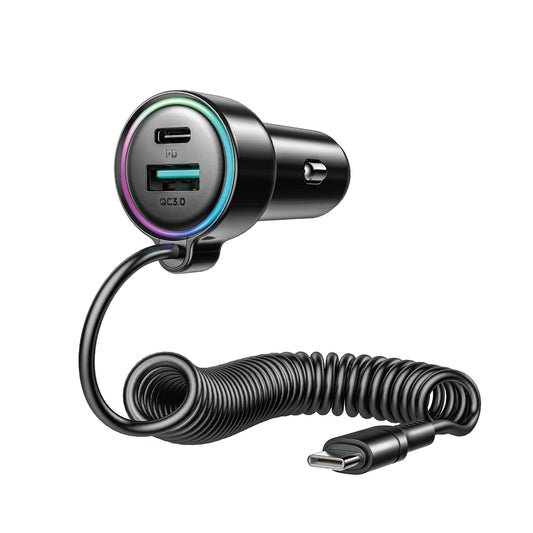 Auto punjač s USB-C kabelom Joyroom JR-CL07, 90W, 3A, 1 x USB-A - 1 x USB-C, Crni