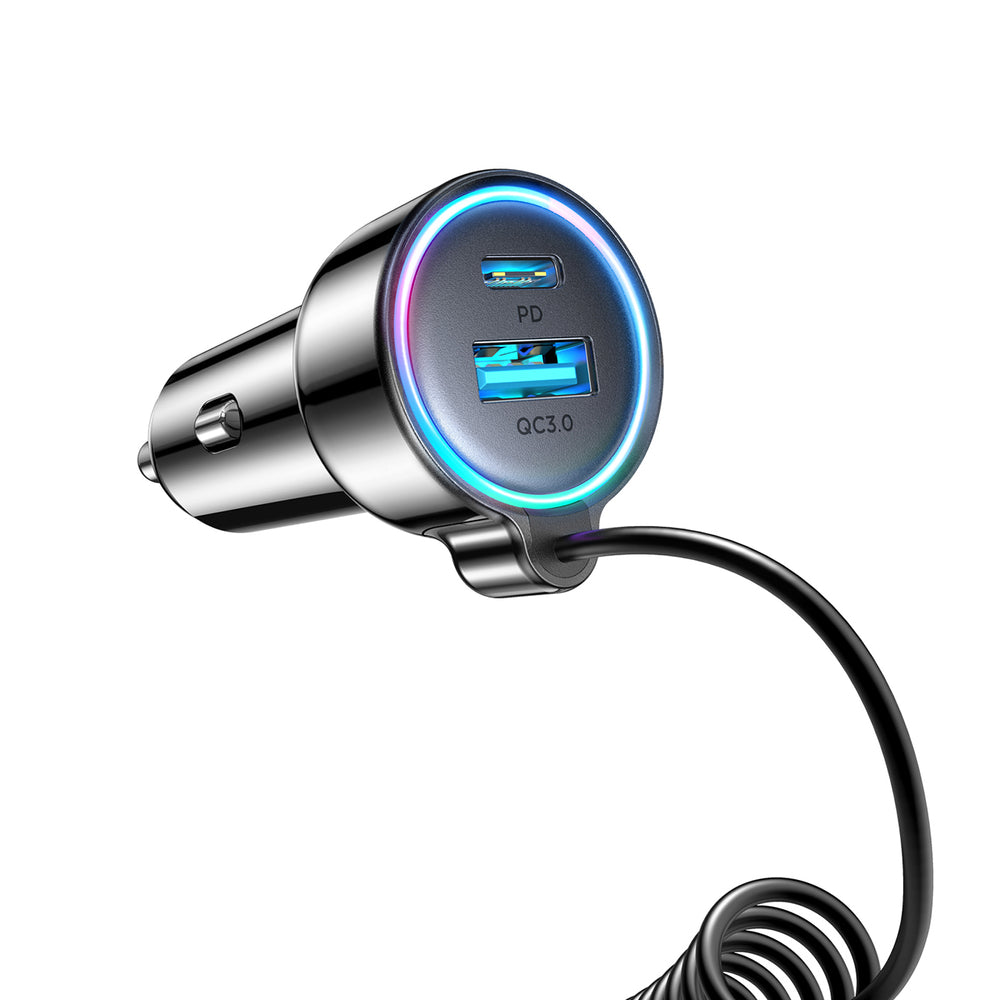 Auto punjač s USB-C kabelom Joyroom JR-CL07, 90W, 3A, 1 x USB-A - 1 x USB-C, Crni