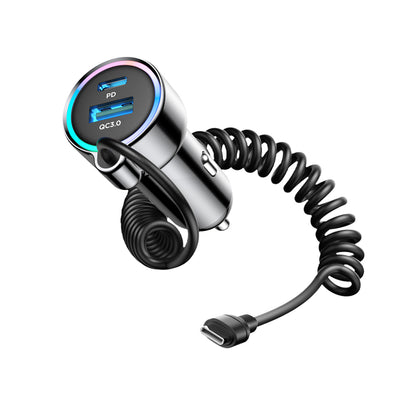 Auto punjač s USB-C kabelom Joyroom JR-CL07, 90W, 3A, 1 x USB-A - 1 x USB-C, Crni