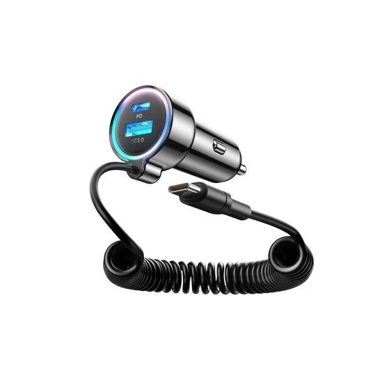 Auto punjač s USB-C kabelom Joyroom JR-CL07, 90W, 3A, 1 x USB-A - 1 x USB-C, Crni