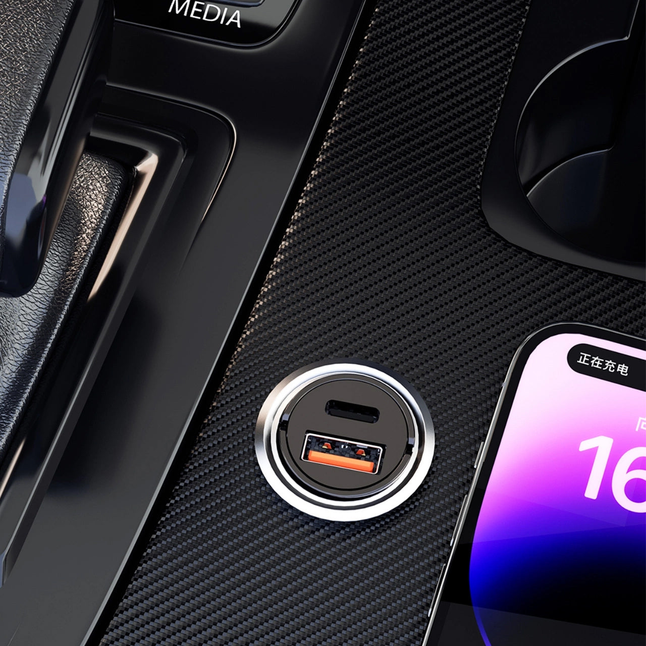 Auto punjač Dudao R3MAX, 48W, 3A, 1 x USB-A - 1 x USB-C, Crni