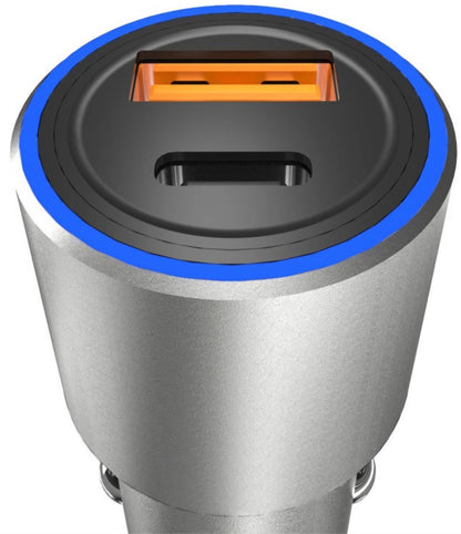 Auto punjač Dudao R4PQ NM, 22.5W, 3A, 1 x USB-A - 1 x USB-C, Siva