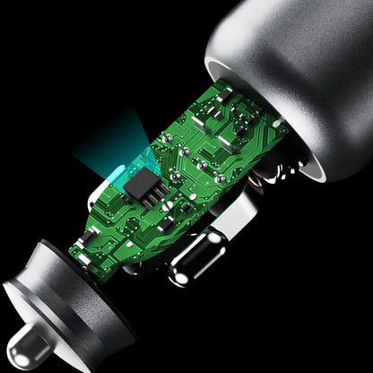 Auto punjač Dudao R4T, 30W, 3A, 1 x USB-A - 1 x USB-C, Sivi
