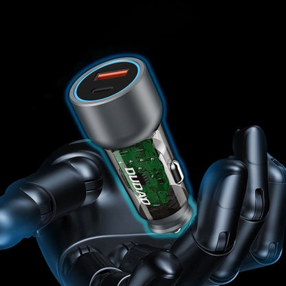 Auto punjač Dudao R4T, 30W, 3A, 1 x USB-A - 1 x USB-C, Sivi