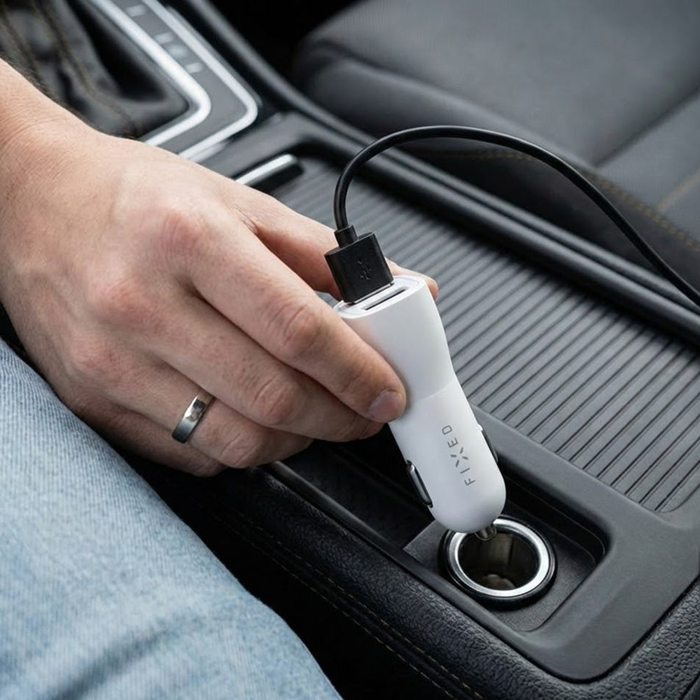 Auto punjač Fixed, 15.5W, 3A, 2 x USB-A, Bijeli