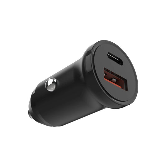 Auto punjač Fixed, 20W, 3A, 1 x USB-A - 1 x USB-C, Crni