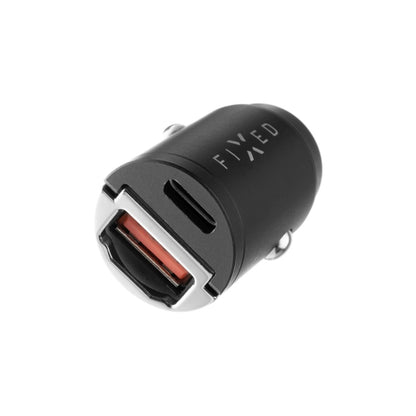 Auto punjač Fixed, 30W, 3A, 1 x USB-A - 1 x USB-C, Crni