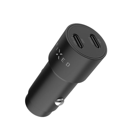 Auto punjač Fixed, 65W, 3A, 2 x USB-C, Crni