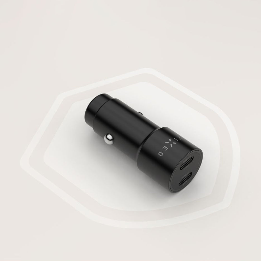 Auto punjač Fixed, 65W, 3A, 2 x USB-C, Crni