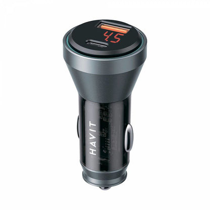 Auto punjač HAVIT CC2017, 45W, 3A, 1 x USB-A - 1 x USB-C, Crno Plavi
