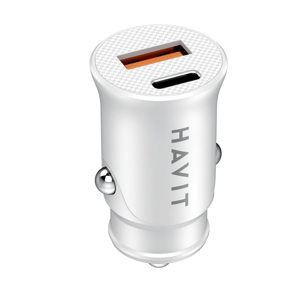 Auto punjač HAVIT CC2022, 20W, 3A, 1 x USB-A - 1 x USB-C, Bijeli