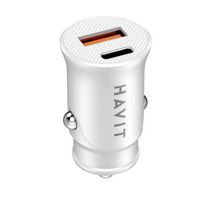 Auto punjač HAVIT CC2022, 20W, 3A, 1 x USB-A - 1 x USB-C, Bijeli