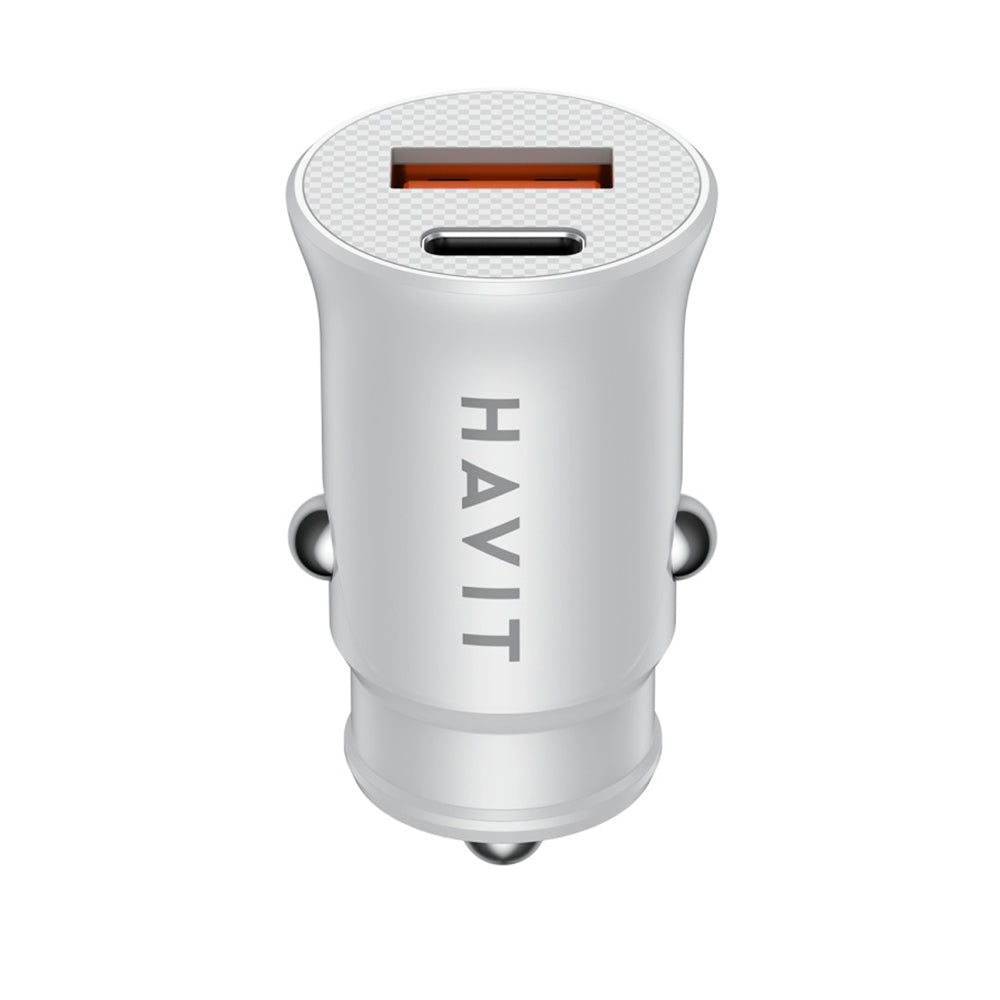 Auto punjač HAVIT CC2022, 20W, 3A, 1 x USB-A - 1 x USB-C, Bijeli