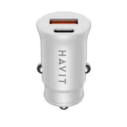 Auto punjač HAVIT CC2022, 20W, 3A, 1 x USB-A - 1 x USB-C, Bijeli