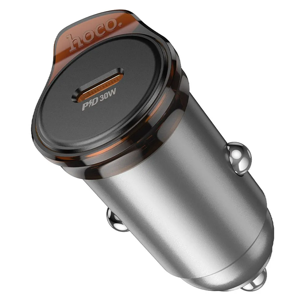 Auto punjač HOCO NZ16, 30W, 3A, 1 x USB-C, Sivi