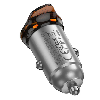 Auto punjač HOCO NZ16, 30W, 3A, 1 x USB-C, Sivi